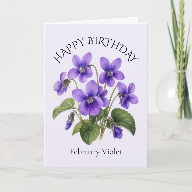 Carte Anniversaire de naissance Février Violet (Devant)