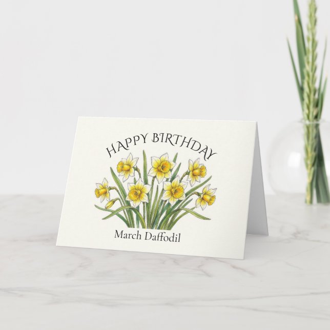 Carte Anniversaire de naissance narcisse de mars (Devant)