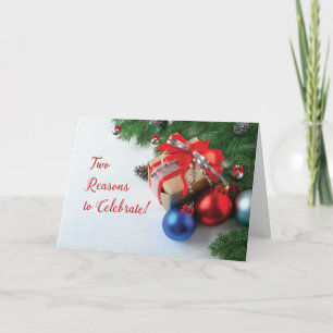 Carte Anniversaire de Noël Double la fête