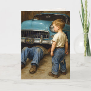Carte Anniversaire de papa 1955 Chevy with Boy
