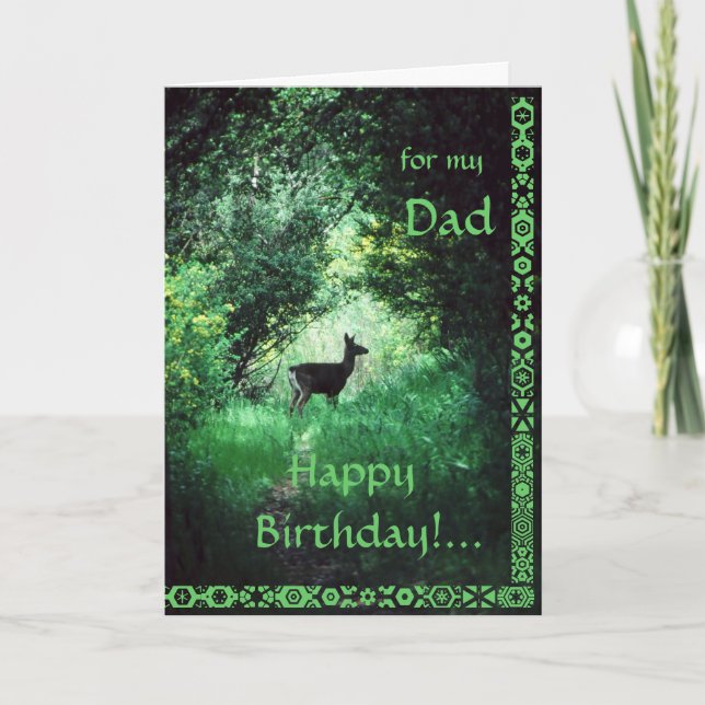 Carte Anniversaire de papa : Cerf dans les bois (Devant)
