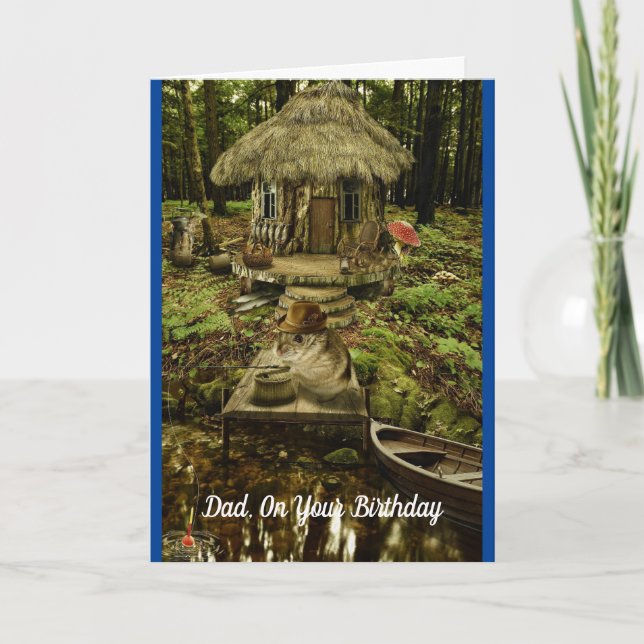 Carte Anniversaire de Papa Hamster Pêcheur (Devant)