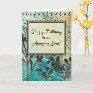 Carte Anniversaire de Papa Teal et Brun Abstrait