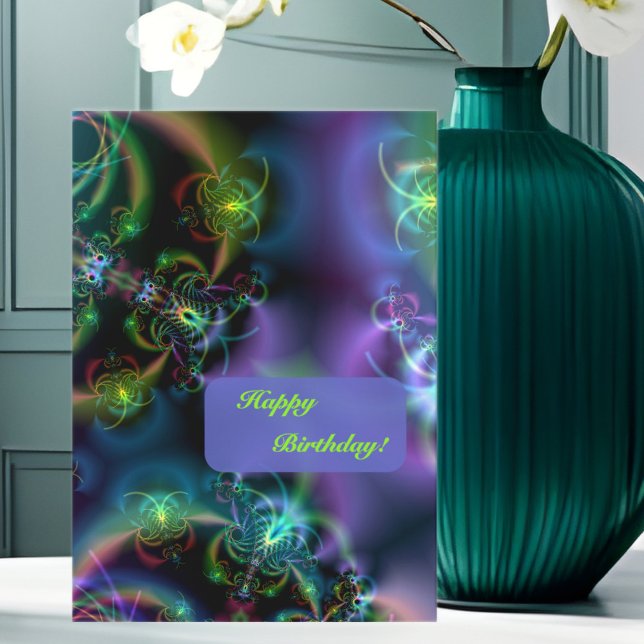 Carte Anniversaire de papillons de fractale joyeux (Créateur téléchargé)