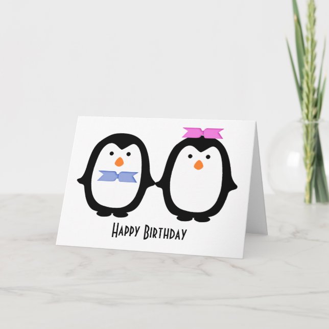 Carte Anniversaire de Penguin Couple (Devant)