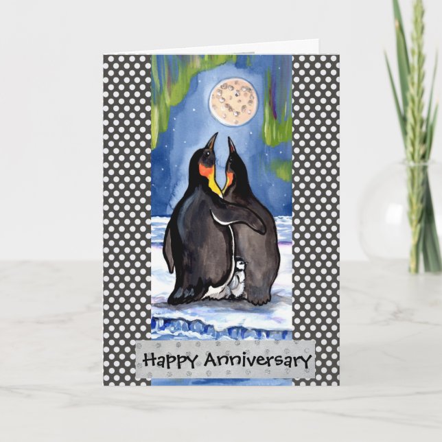 Carte Anniversaire de Penguin Love Aurora Personna (Devant)