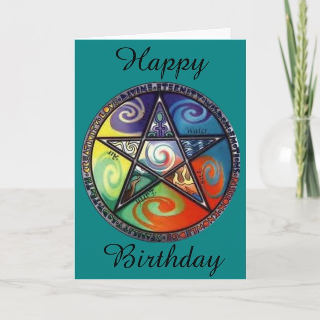 Carte Anniversaire de pentagone étoilé de Wiccan (Devant)