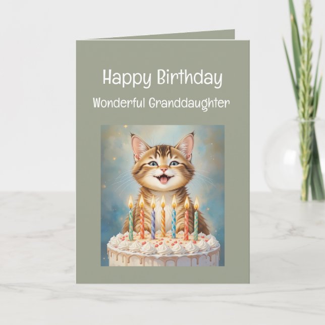 Carte Anniversaire de petite-fille Chat drôle Souriante (Devant)