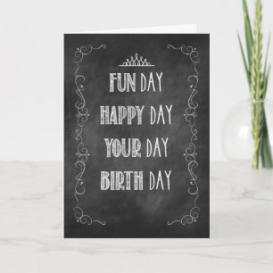 Carte Anniversaire de petite-fille sur tableau noir, Cou