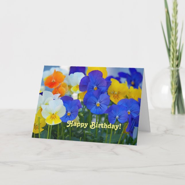 Carte Anniversaire de photos florales aux couleurs viole (Devant)