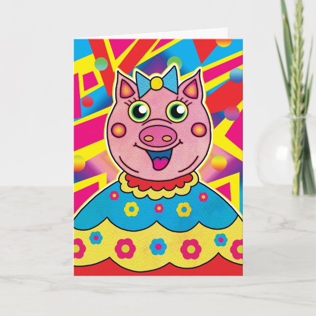 Carte Anniversaire de Piggy Wig (Devant)