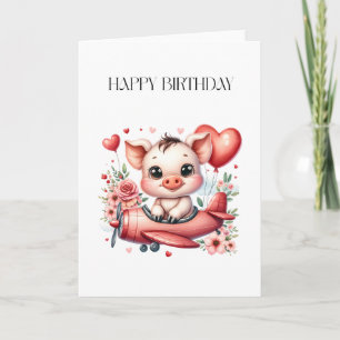 Carte Anniversaire de Pilote Cochon