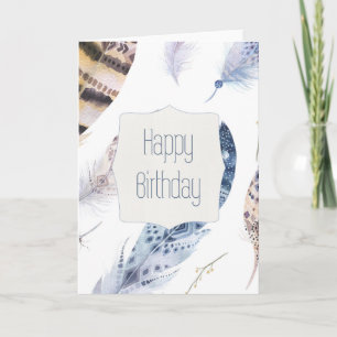 Carte Anniversaire de plumes d'aquarelle