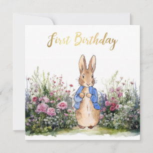 Carte Anniversaire de premier anniversaire de lapin clas