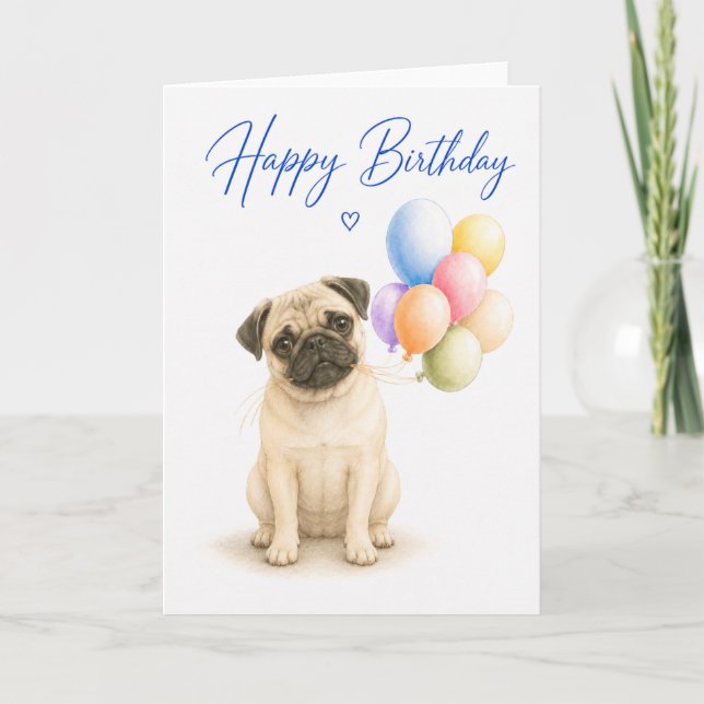 Carte Anniversaire de Pug (Devant)