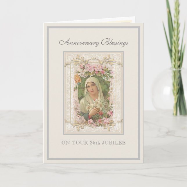 Carte Anniversaire de religieuse catholique Vierge Marie (Devant)