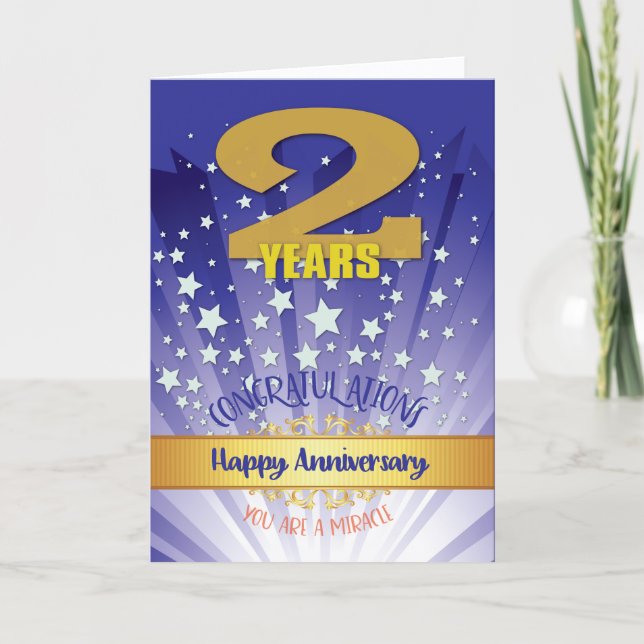 Carte Anniversaire de rétablissement de 2 ans chiffre gr (Devant)