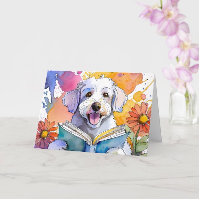 Carte Anniversaire de rétablissement d'un Schnoodle sobr (Orchidée)