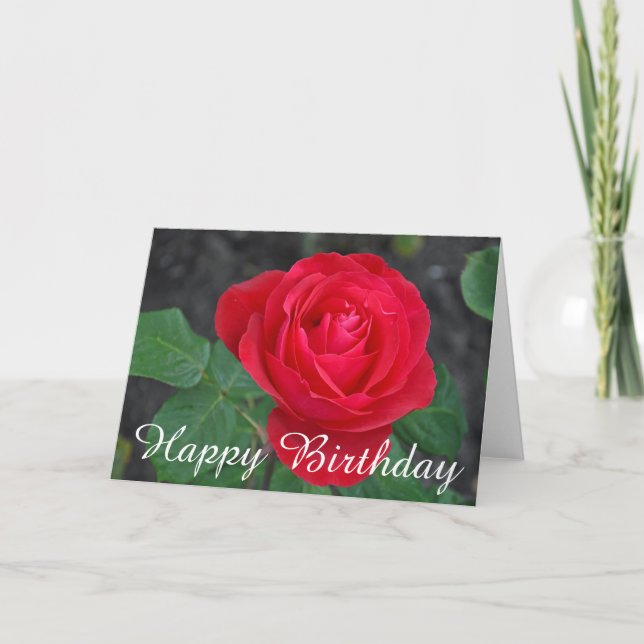 Carte Anniversaire de rose rouge (Devant)