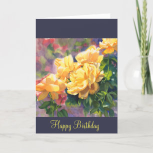 Carte Anniversaire de roses jaunes