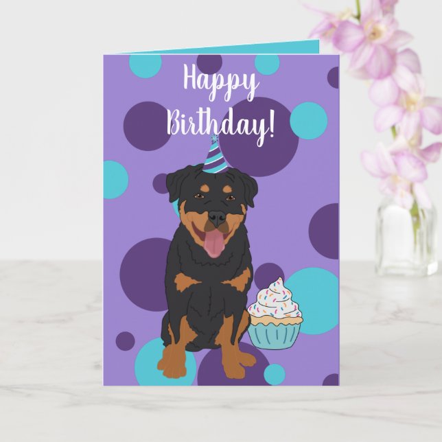Carte Anniversaire de Rottweiler (Orchidée)