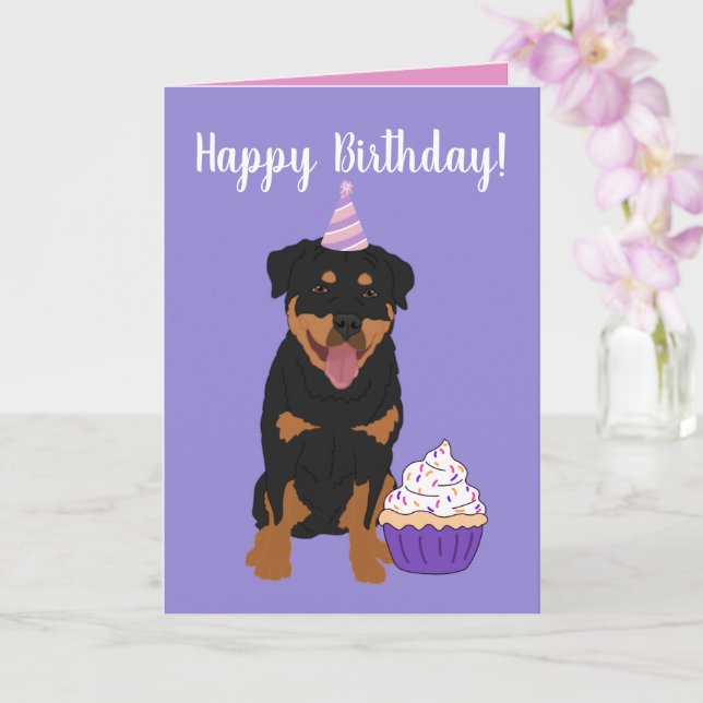 Carte Anniversaire de Rottweiler (Orchidée)