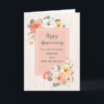 Carte Anniversaire de Rustic Friend et de son mari<br><div class="desc">Bonne carte d'anniversaire mariage pour amie et son mari avec des fleurs rustiques de la campagne,  motif en bois et verset chaleureux.</div>