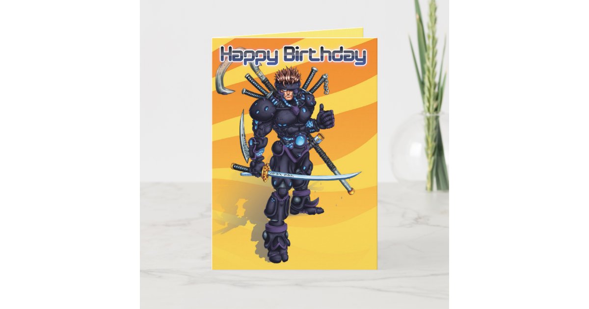 Carte Anniversaire De Samourais De Cyber Zazzle Fr