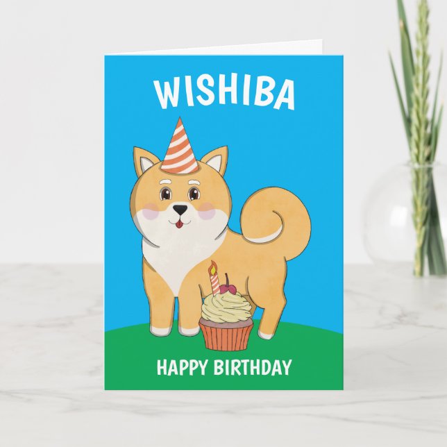 Carte Anniversaire de Shiba Inu Kawaii (Devant)