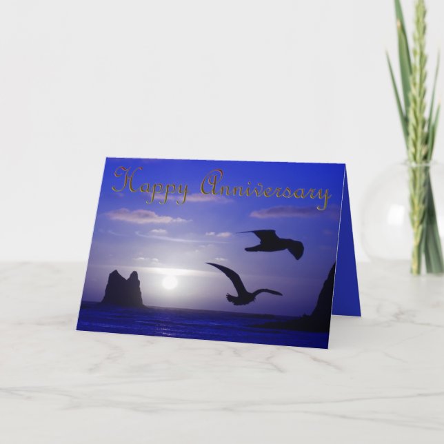 carte anniversaire de silhouettes de coucher bleu (Devant)