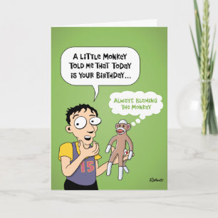 Carte Anniversaire de singe de chaussette drôle