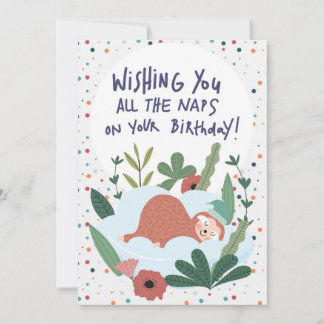 Carte Anniversaire de Sloth Nap Lazy - Thème Polka