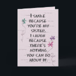 Carte Anniversaire de Soeur avec fleurs de parties scint<br><div class="desc">Parties scintillant de douilles sur arrière - plan rose vif craqué pour l'anniversaire de la soeur.</div>