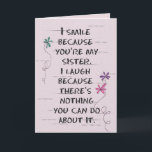 Carte Anniversaire de Soeur avec fleurs de parties scint<br><div class="desc">Parties scintillant de douilles sur arrière - plan rose vif craqué pour l'anniversaire de la soeur.</div>