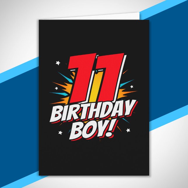 Carte Anniversaire de super-héros - 11 ans - 11e anniver (Créateur téléchargé)