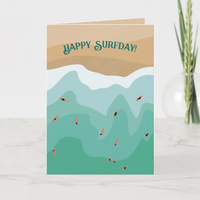 Carte Anniversaire de surfeur rétro personnalisé (Devant)