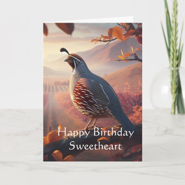 Carte Anniversaire de Sweetheart Custom California Quail (Devant)