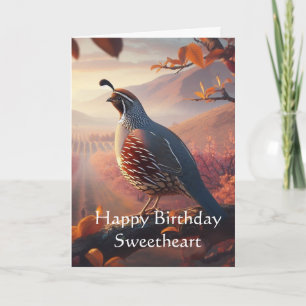 Carte Anniversaire de Sweetheart Custom California Quail