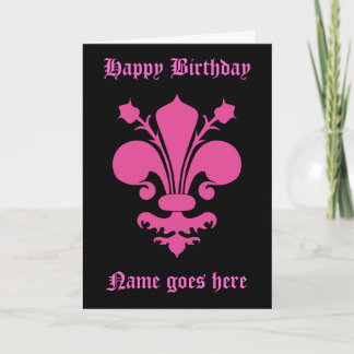 Carte Anniversaire de symbole de fleur de lis de roses