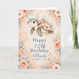 Carte Anniversaire de Tortue Florale