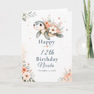 Carte Anniversaire de Tortue Florale