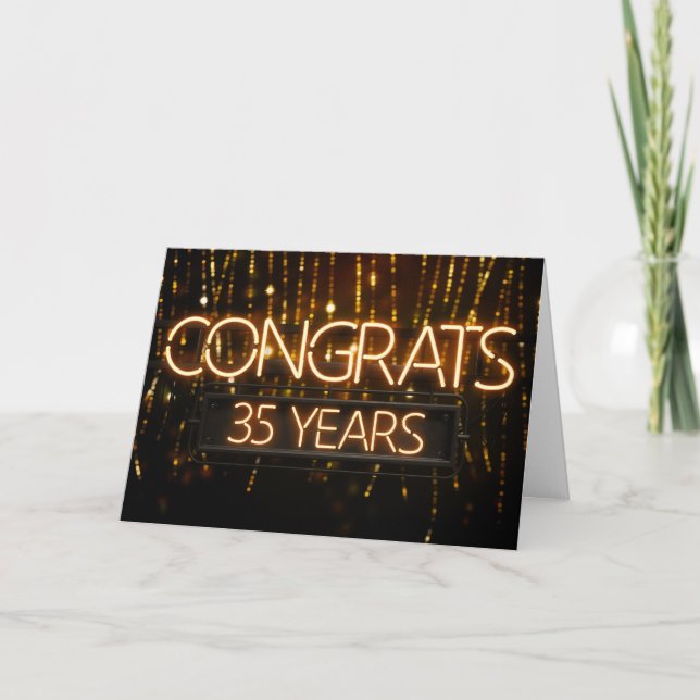 Carte Anniversaire de travail 35 ans - Enseigne au néon (Devant)