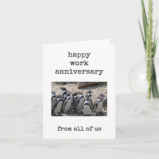 Carte Anniversaire de Travail, Thème Pingouin, De Toute  (Devant)