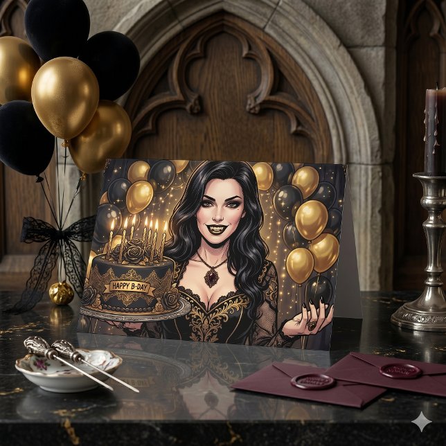 Carte Anniversaire de Vampire Gothique |  Fantastique Él (Créateur téléchargé)