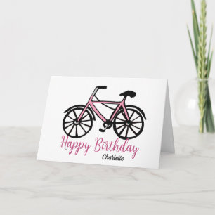 Carte anniversaire de vélo rose pour femmes
