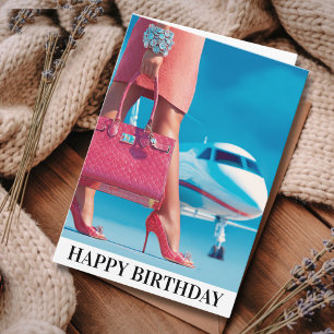 Carte Anniversaire de voyage Élégant Sac à main de femme