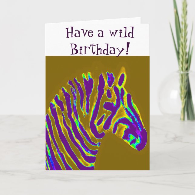 Carte Anniversaire de Zebra Purple Gold (Devant)
