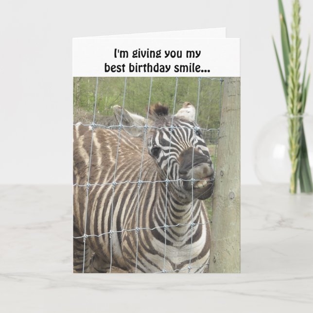 Carte Anniversaire de Zèbre Souriant (Devant)