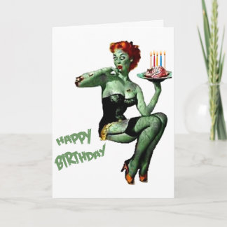 Carte Anniversaire de Zombie Pin Up