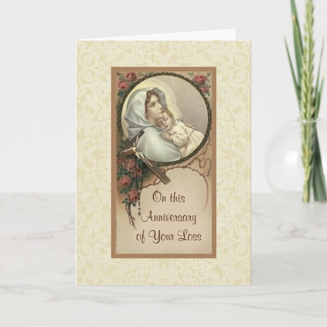 Carte Anniversaire Décès Perte Vierge Marie Jésus (Devant)